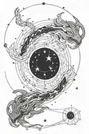 ouroboros aquarius constellation merging together tattoo design idea