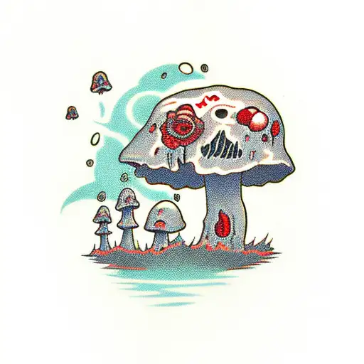 zombie mushroom in the night tattoo design idea