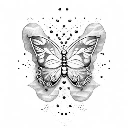 A funky butterfly with coffee beans as its wings tattoo design idea