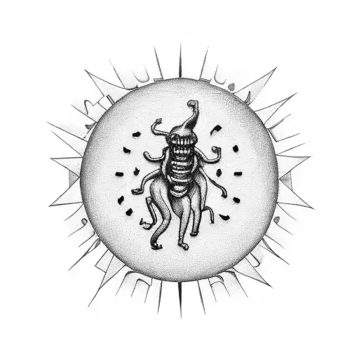  outline of the Red Hot Chilli Peppers logo with "The Getaway" album cover inside tattoo design idea