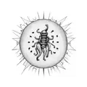  outline of the Red Hot Chilli Peppers logo with "The Getaway" album cover inside tattoo design idea