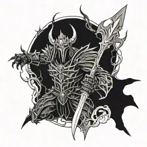 morgoth action with mace weapon wrapped tattoo design idea