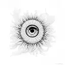 chrysanthemum with eyeball in the middle tattoo design idea