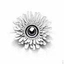 chrysanthemum with eyeball in the middle tattoo design idea