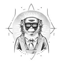 blind monkey wearing sunglasses and using a walking cane tattoo design idea