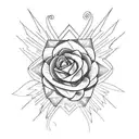 planet rose wings tattoo design idea