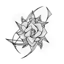 planet rose wings tattoo design idea