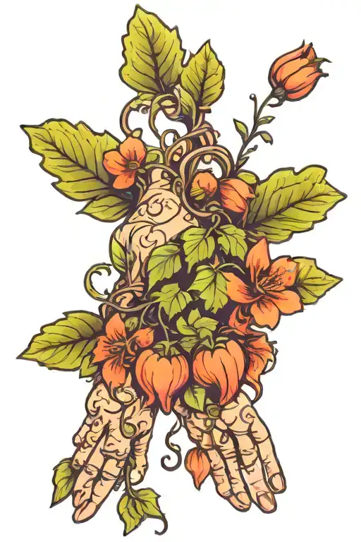vine that will go down my spine and has 2 hands making a pinky promise hidden in it tattoo design idea