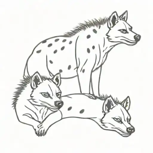 three hyena tattoo design idea