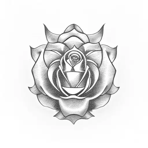 maru ni umebachi crest with rose violet and chrysanthemum tattoo design idea