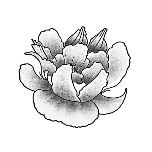 violet, gladiolis, morning glory and peony tattoo design idea