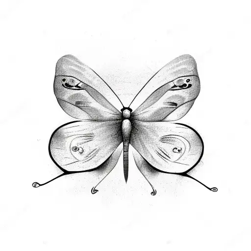 butterfly fingerprint flower tattoo design idea