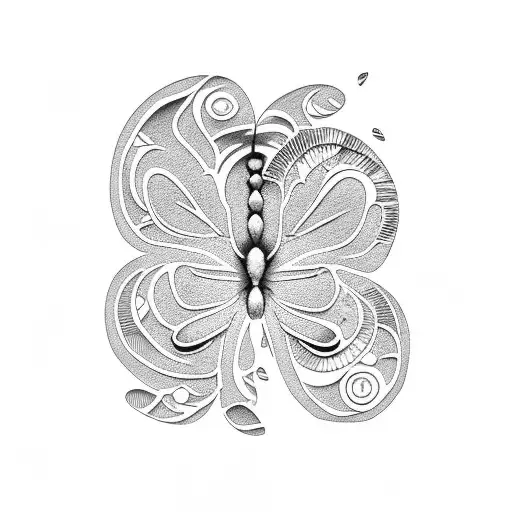 butterfly fingerprint flower tattoo design idea