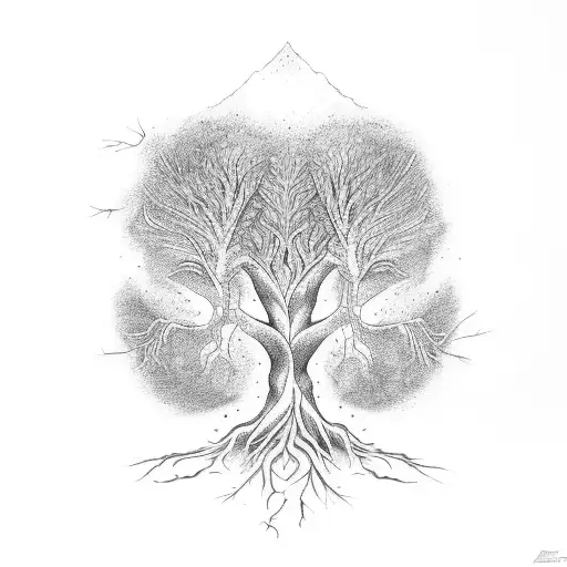 a tree with veins as roots tattoo design idea