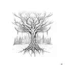 a tree with veins as roots tattoo design idea