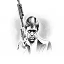 Scarface with guns, cigars and cars tattoo design idea