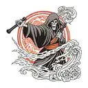 Grim Reaper holding Scythe pointing at you  tattoo design idea