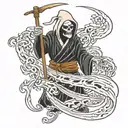 Grim Reaper holding Scythe pointing at you  tattoo design idea