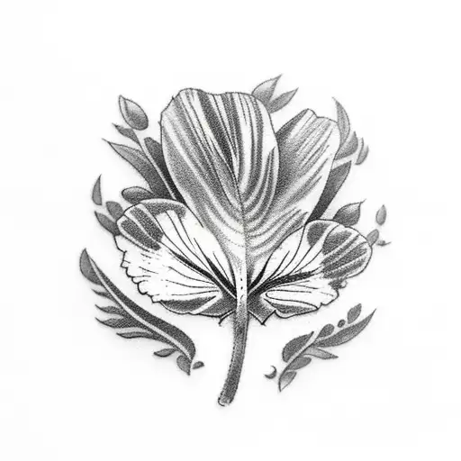 Bluejay and pansies tattoo design idea