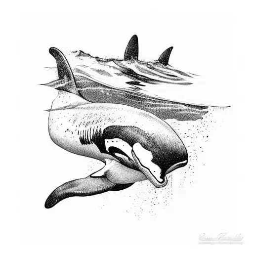 A plague ridden orca whale  tattoo design idea