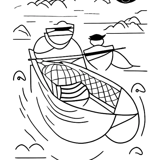 A minimalist tattoo of a canoe racing scene with a touch of magic from Harry Potter. tattoo design idea