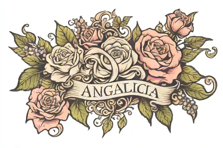 Name Angelica tattoo design idea