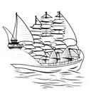 outline of Hong Kong with the flag incorperated and a classic chinese junk boat off the coast tattoo design idea