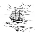 outline of Hong Kong with the flag incorperated and a classic chinese junk boat off the coast tattoo design idea