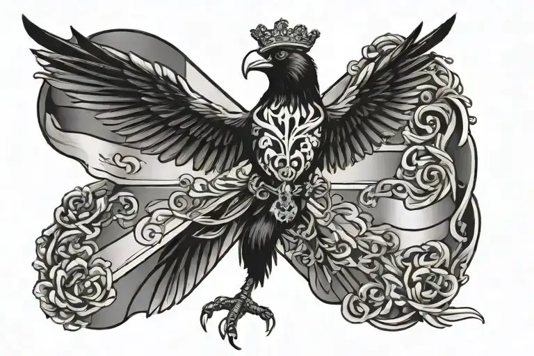 magpie St George flag tattoo design idea