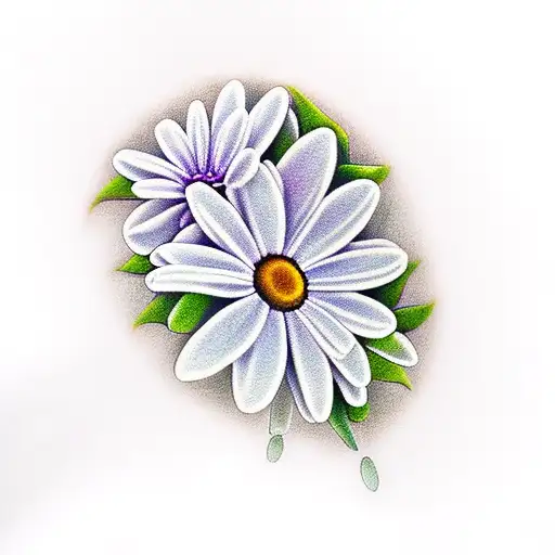 daisy with tiny sleeping dragon tattoo design idea