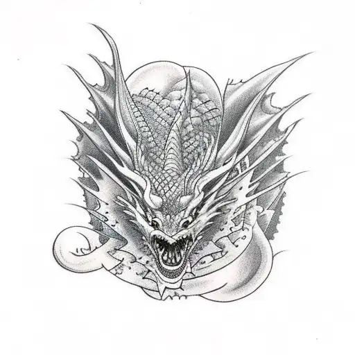 sleeping dragon tattoo design idea
