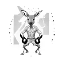 kangaroo with boxing gloves doing a uppercut  tattoo design idea