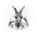 kangaroo with boxing gloves doing a uppercut  tattoo design idea