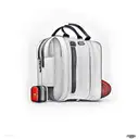 two luggage bags and a flight taking off tattoo design idea