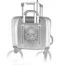 two luggage bags and a flight taking off tattoo design idea