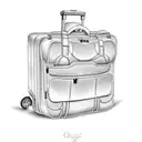 two luggage bags and a flight taking off tattoo design idea