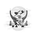 two luggage bags and a flight taking off tattoo design idea