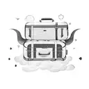 two luggage bags and a flight taking off tattoo design idea