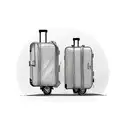 two luggage bags and a flight taking off tattoo design idea