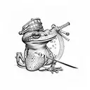 toad samurai, full sleeve, ninja frogs, katana, sword tattoo design idea