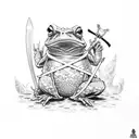 toad samurai, full sleeve, ninja frogs, katana, sword tattoo design idea