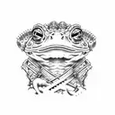 toad samurai, full sleeve, ninja frogs, katana, sword tattoo design idea