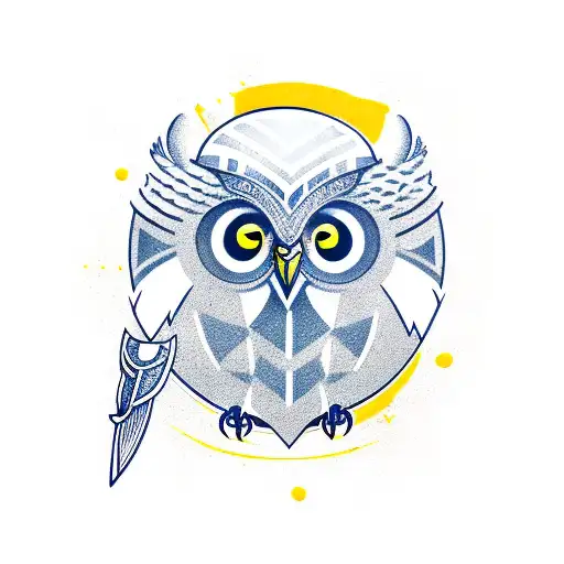 viking with an owl tattoo design idea