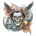 80s horror theme sleeve tattoo design idea