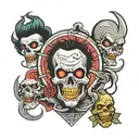 80s horror theme sleeve tattoo design idea