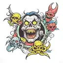 80s horror theme sleeve tattoo design idea