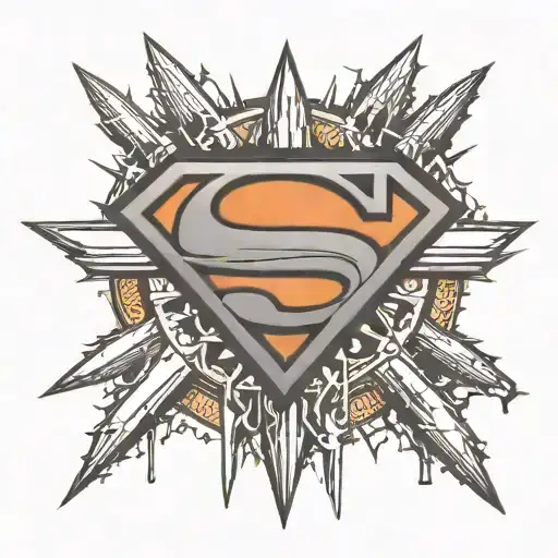 superman logo with letter d and spikes going tattoo design idea
