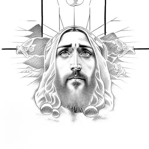 jesus looking down from the last supper tattoo design idea