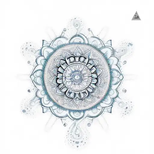 An intricate mandala design incorporating elements of water and wellness tattoo design idea