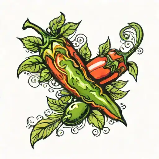 Jalapeno and cilantro tattoo design idea